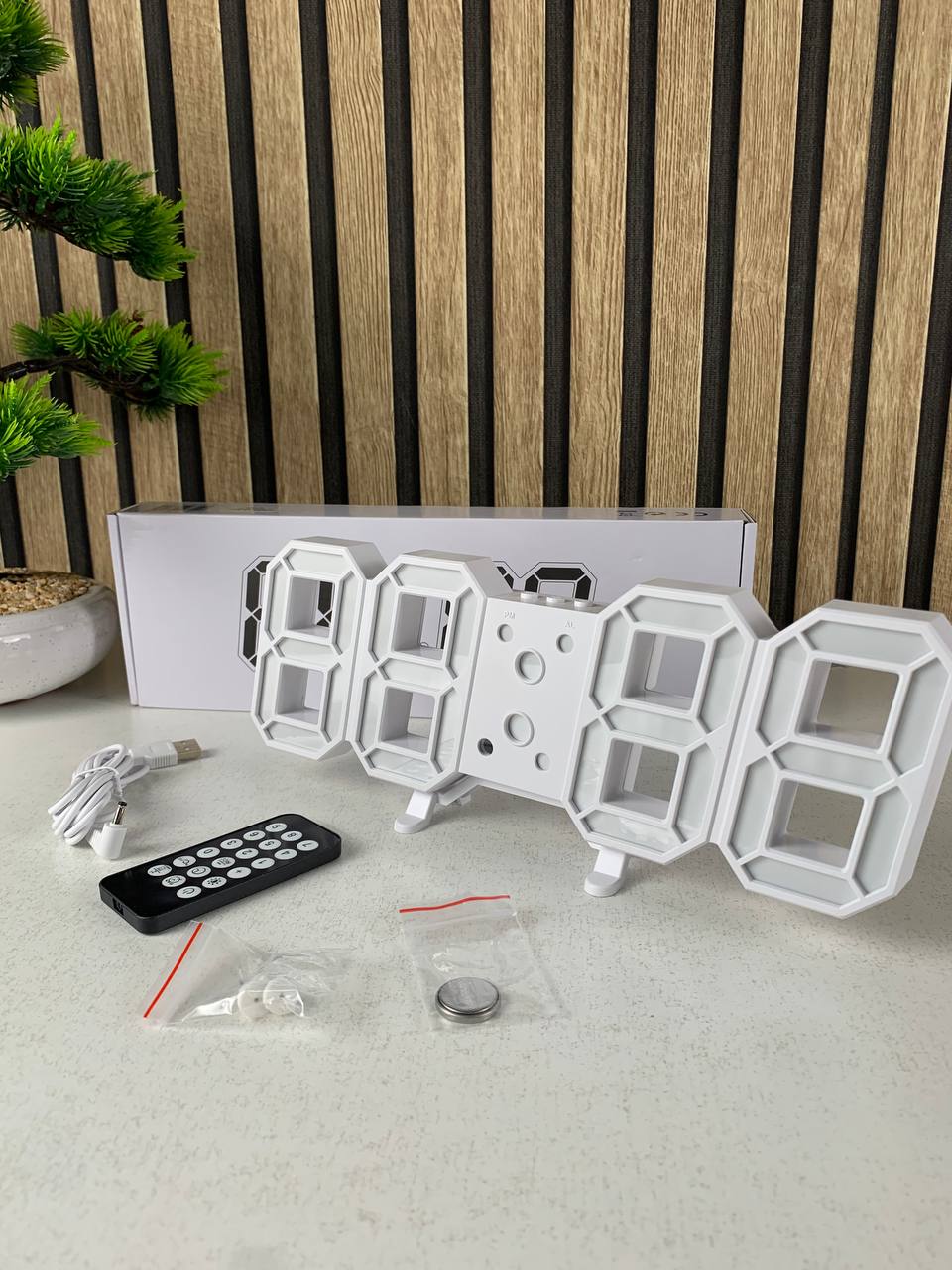 Horloge Murale numérique LED Blanche 3D GH0720L – ساعة رقمية تصميم ثلاثي الأبعاد_9