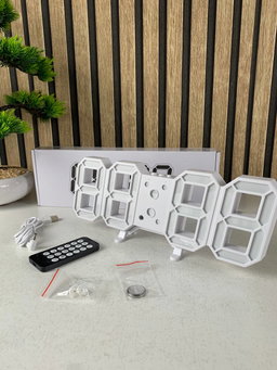 Horloge Murale numérique LED Blanche 3D GH0720L – ساعة رقمية تصميم ثلاثي الأبعاد