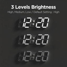Horloge Murale numérique LED Blanche 3D GH0720L – ساعة رقمية تصميم ثلاثي الأبعاد