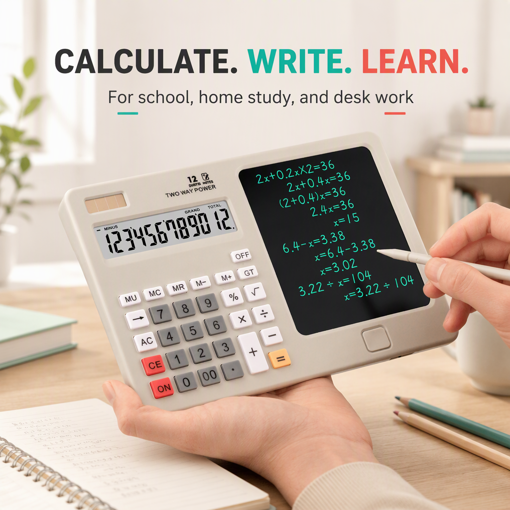 Calculatrice avec Tablette d'Écriture LCD 12 Chiffres - حاسبة رقمية مع لوحة كتابة_5