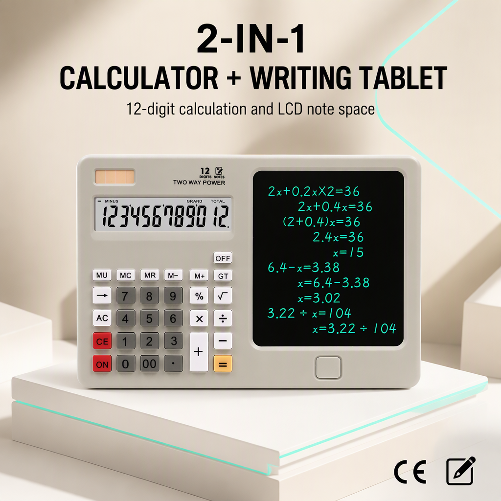 Calculatrice avec Tablette d'Écriture LCD 12 Chiffres - حاسبة رقمية مع لوحة كتابة_6