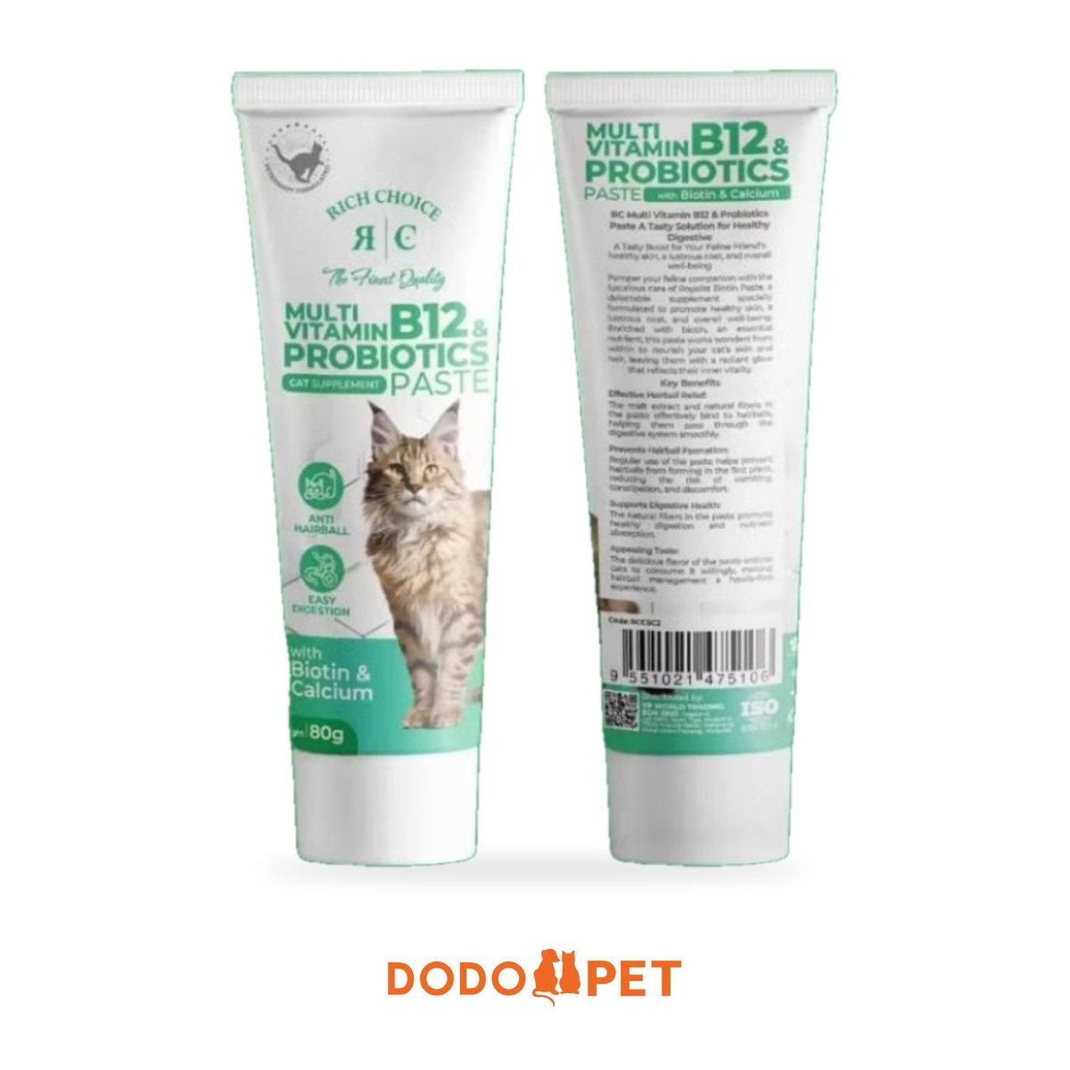Rich Choice Cat Supplement Paste 80g – Biotin Collagen, B12 & Probiotics, Multi Vitamin_2