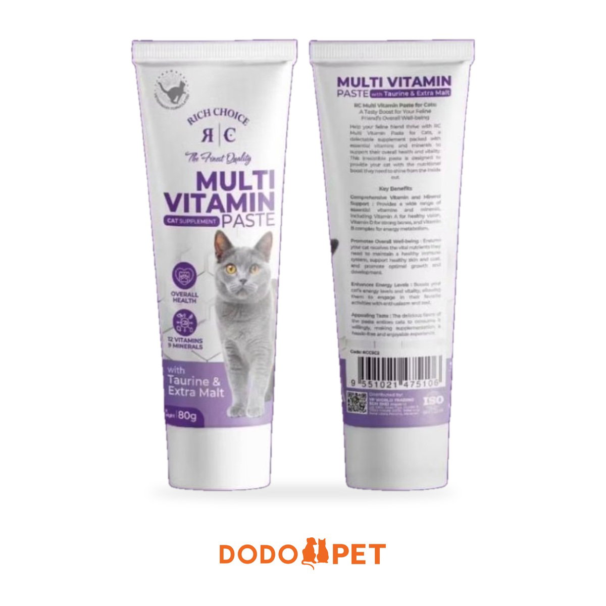 Rich Choice Cat Supplement Paste 80g – Biotin Collagen, B12 & Probiotics, Multi Vitamin_3