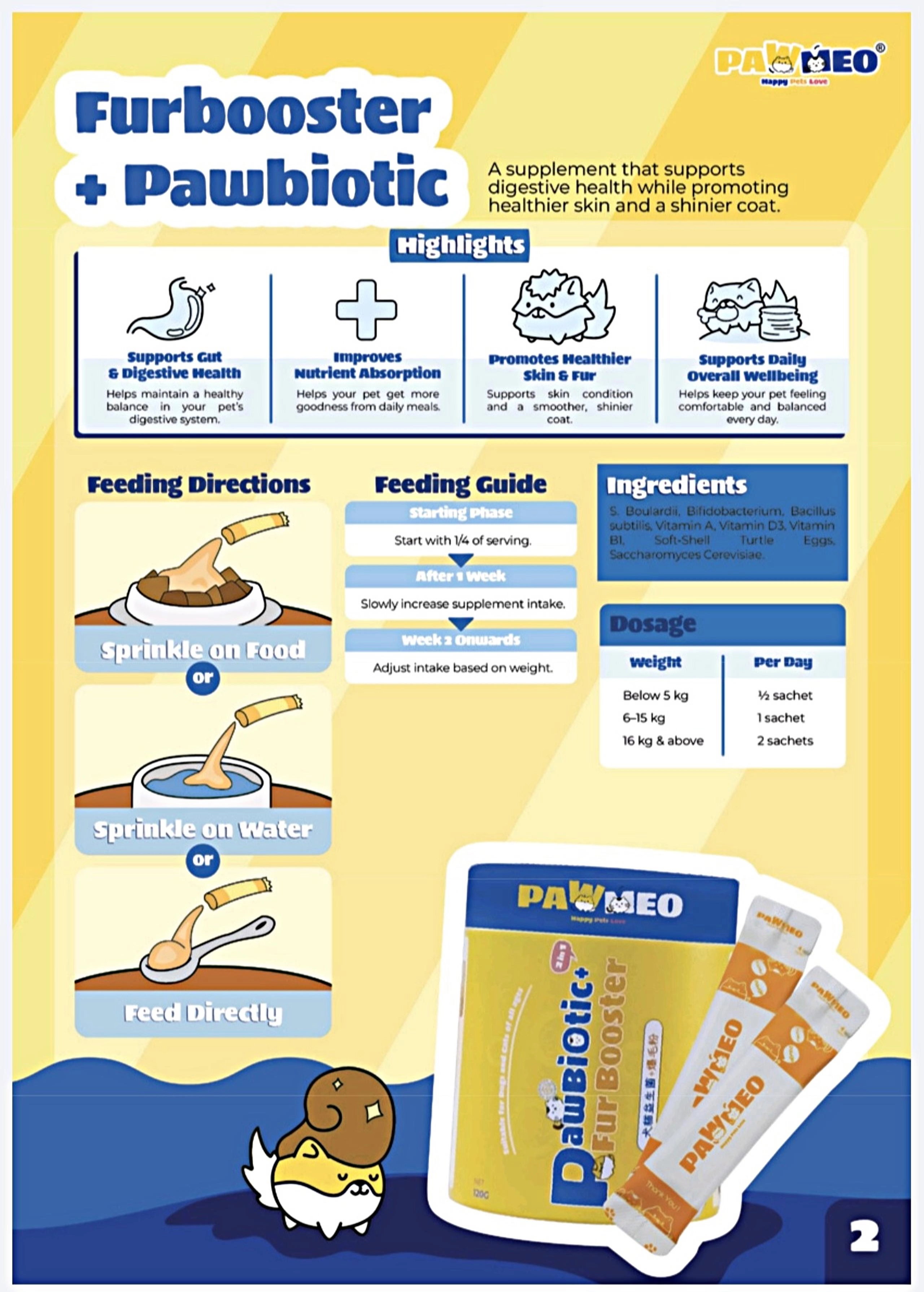 Pawmeo PawBiotic+ Fur Booster – Probiotic for Cats & Dogs (30 Sachets)_1