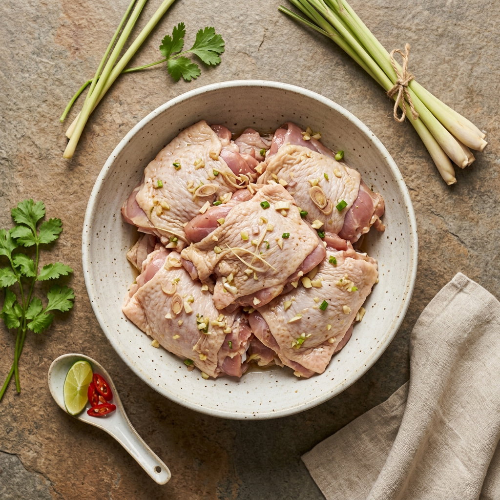 PRE-ORDER (1KG) OF Lemongrass Chicken Thigh (Grill) 香茅鸡腿肉（铁板）_1