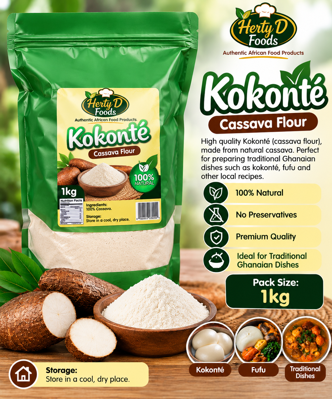 Kokonté (Cassava Flour) – 1kg_0