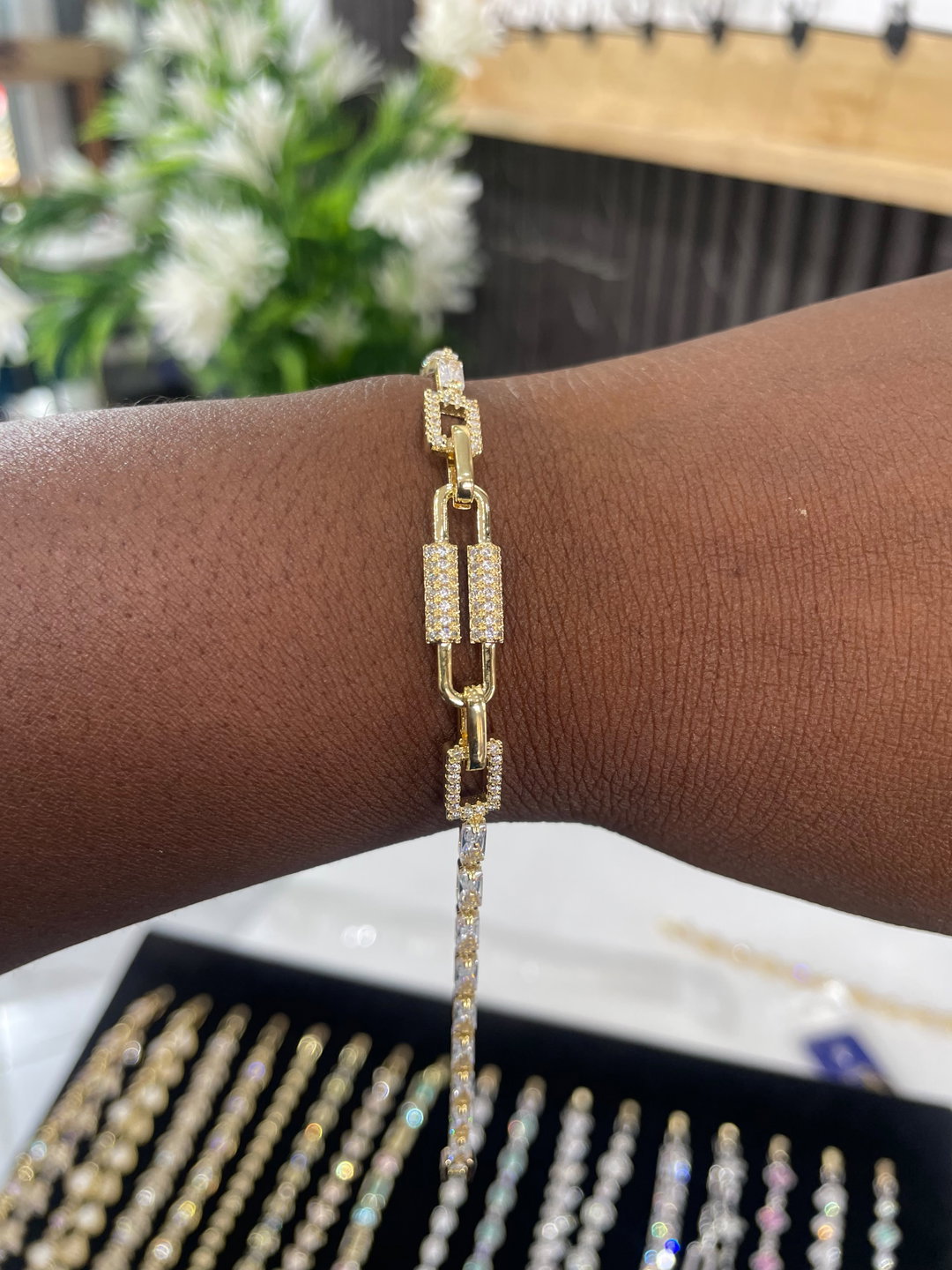Glitz Gold Crystal Link Bracelet