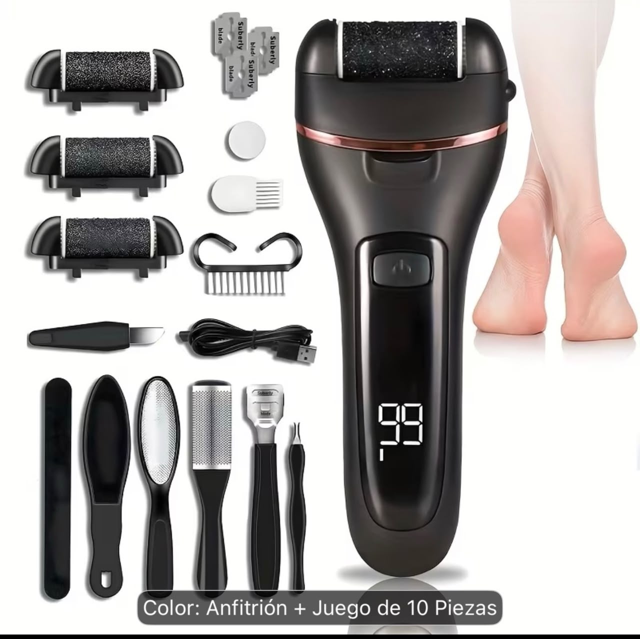 Removedor de cayos recargable + herramientas de pedicure
