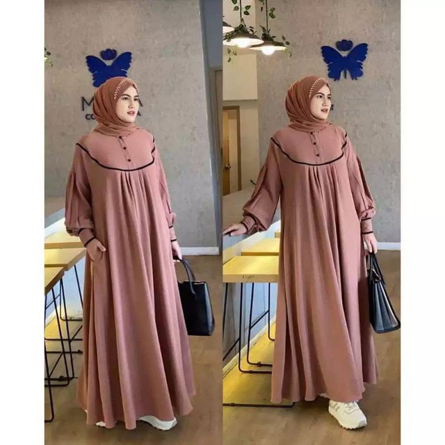 MEQA DAILY - Gamis Denay Dress Muslim Wanita Crinkle Airflow_0
