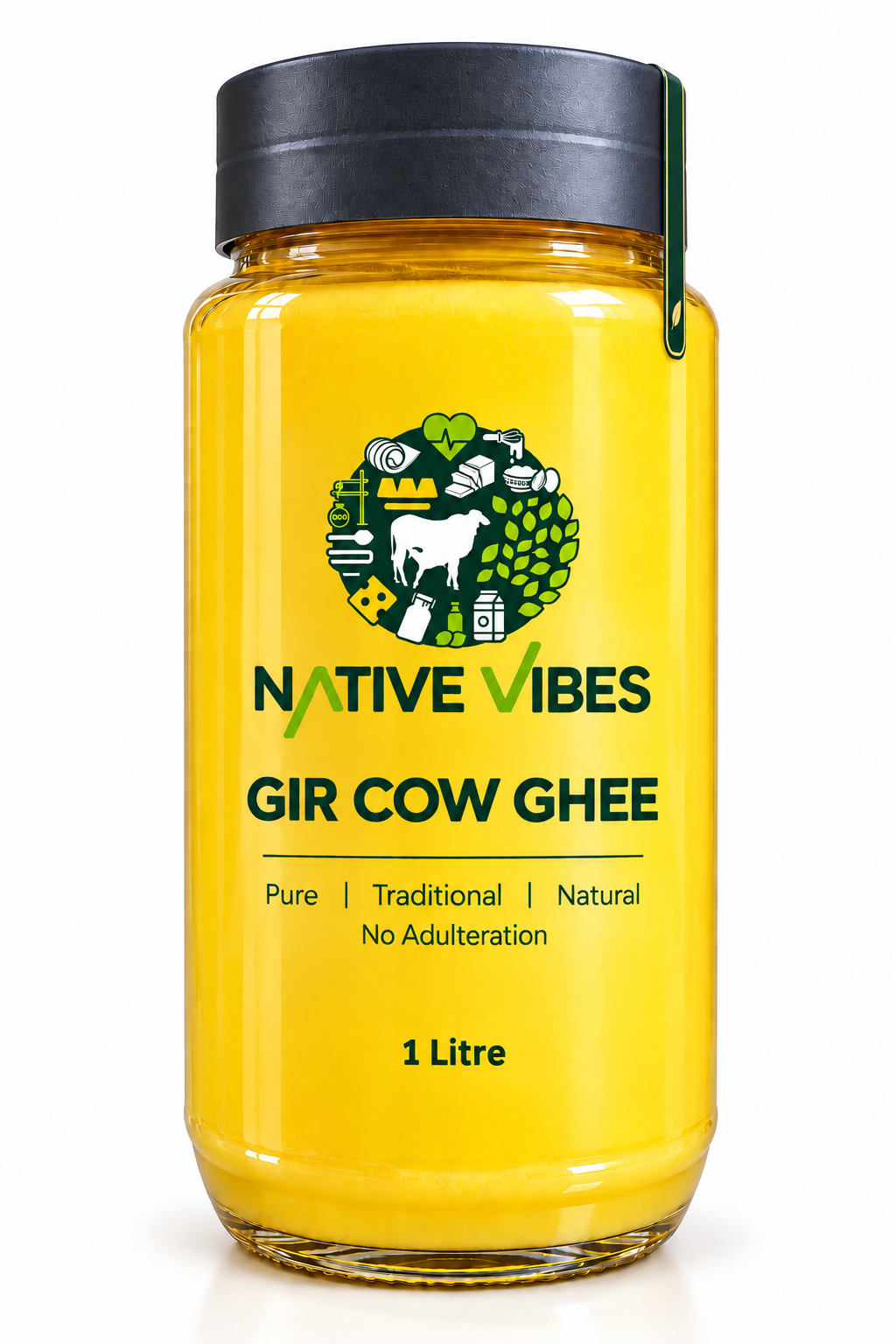 Native Vibes Gir Cow Ghee | Traditional Bilona Ghee | 1 Liter