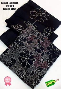 *KARANDI WOOL BAREEZE BRAAND*  *EMBRODIED KARANDI WOOL SHIRT WITH KARANDI EMBROIDED SHAWL ORIGNAL 💯 FaAbric*