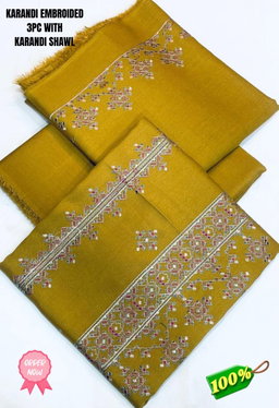 *KARANDI WOOL BAREEZE BRAAND*  *EMBRODIED KARANDI WOOL SHIRT WITH KARANDI EMBROIDED SHAWL ORIGNAL 💯 FaAbric*