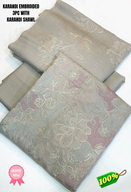 *KARANDI WOOL BAREEZE BRAAND*  *EMBRODIED KARANDI WOOL SHIRT WITH KARANDI EMBROIDED SHAWL ORIGNAL 💯 FaAbric*