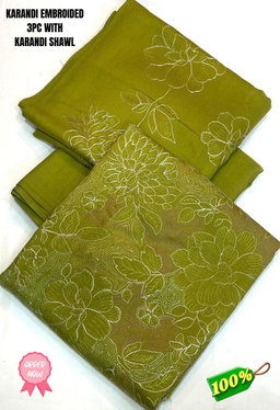 *KARANDI WOOL BAREEZE BRAAND*  *EMBRODIED KARANDI WOOL SHIRT WITH KARANDI EMBROIDED SHAWL ORIGNAL 💯 FaAbric*