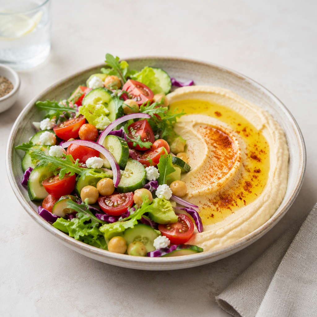 Salad with hummus