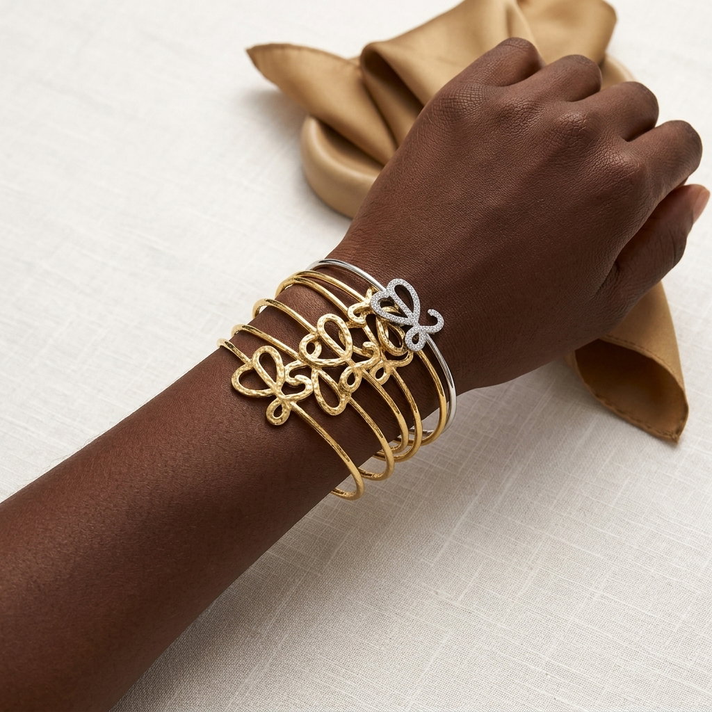 Glitz Open Heart Bangle - Gold& Silver_1