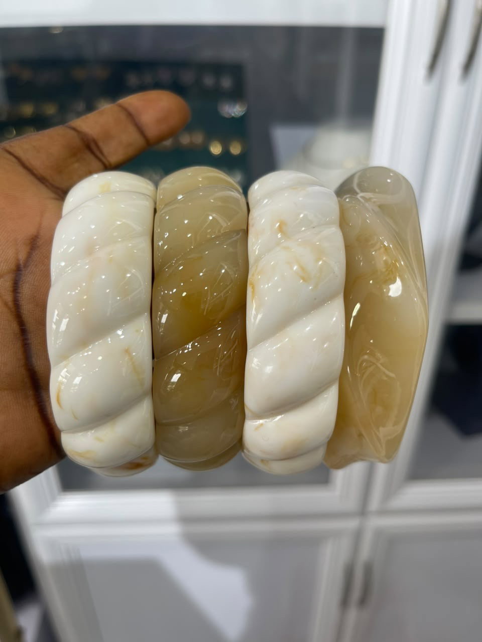 Glitz Ivory Marble Twist Bangle_0