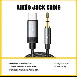 Essager USB-C to 3.5mm AUX Audio Cable