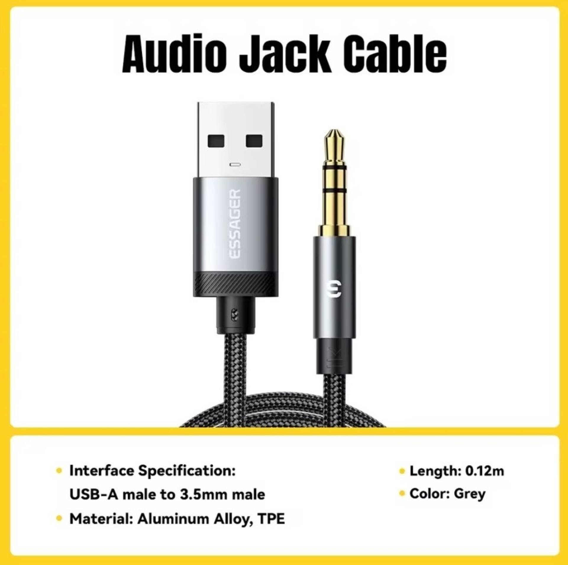 Essager USB-A to 3.5mm AUX Audio Cable_0
