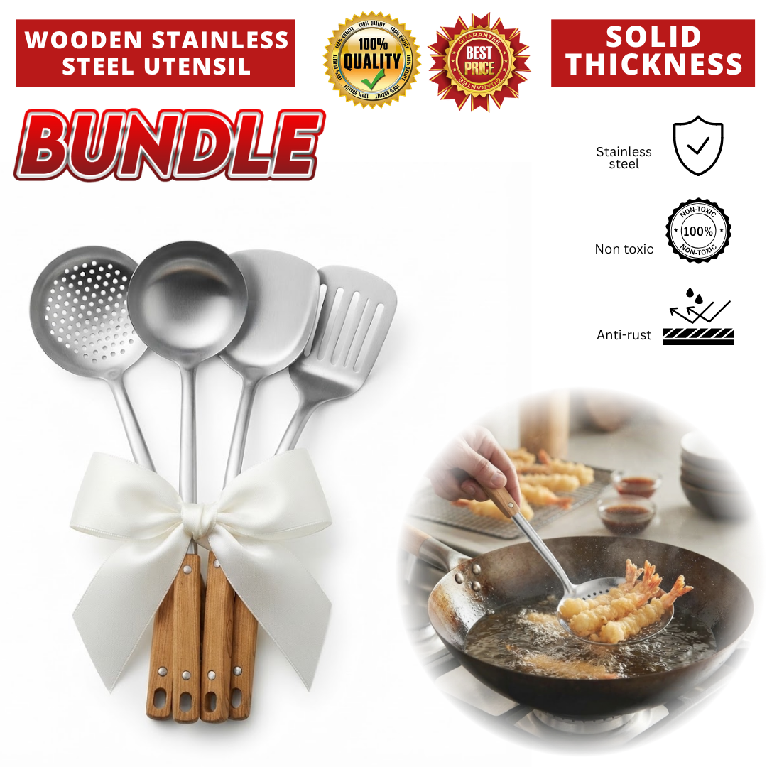 WOODEN STAINLESS STEEL UTENSIL