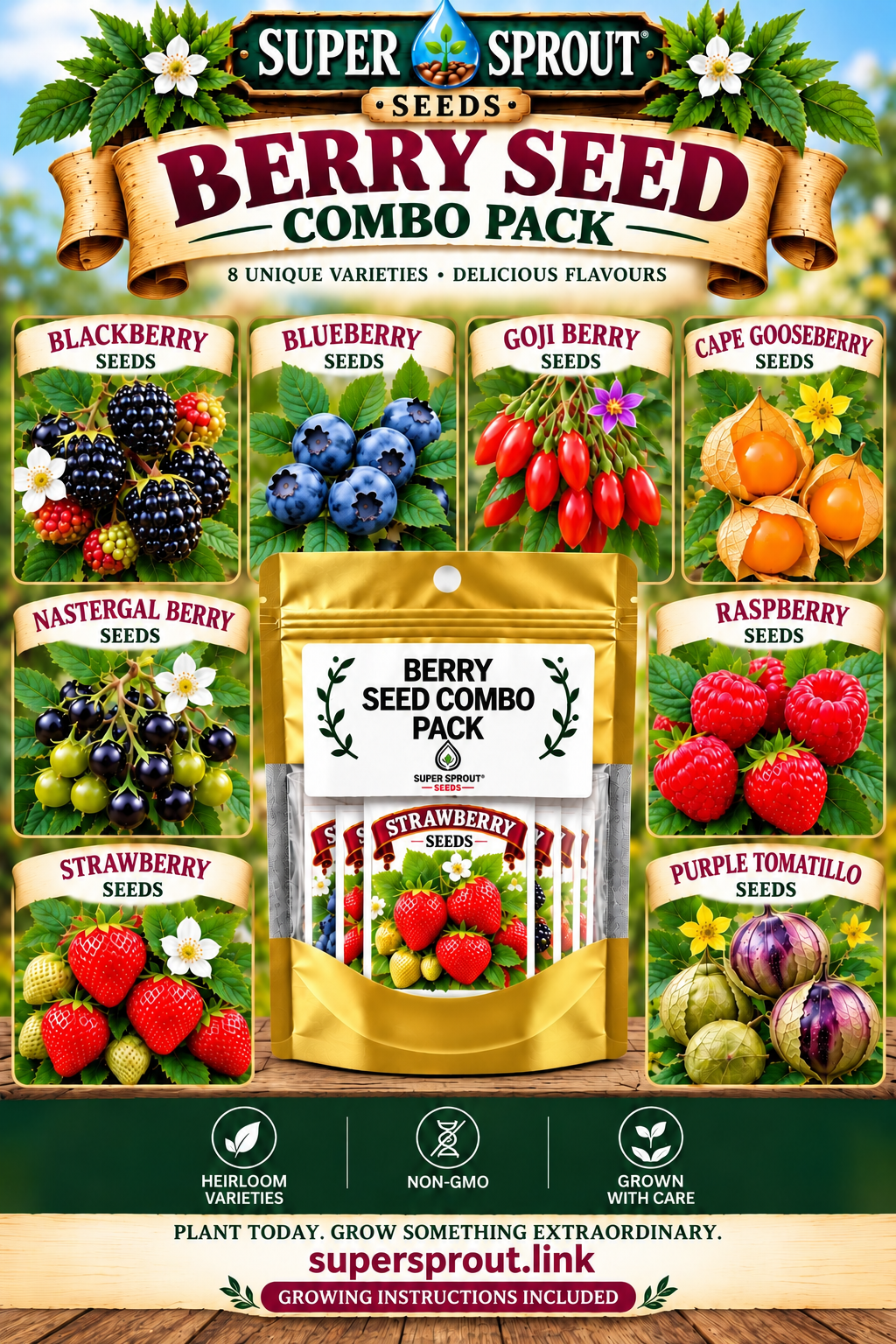 Berry seed combo pack x 8 packs 10-15 seeds per pack