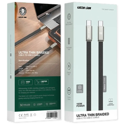Green Lion Ultra Thin Braided 1M Cable USB-C to USB-C 100W - Black
