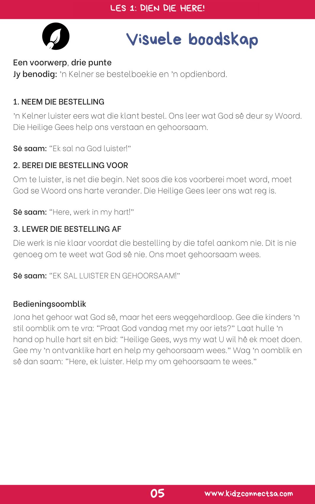 JY WEN DIÉ WAT JY DIEN!  NUUT & BYGEWERK | 4-WEEK KINDERKERK KURRIKULUM_5