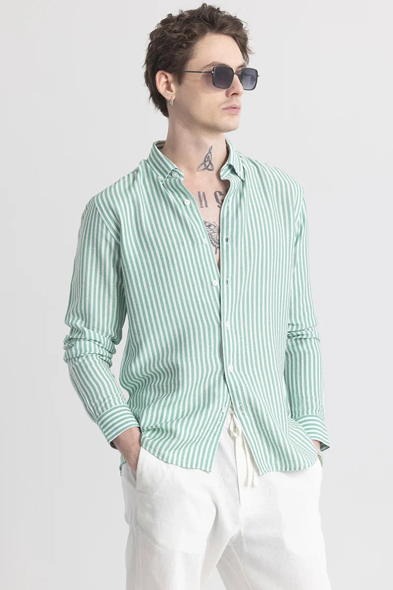 Men's Cotton Casual Striped Shirt (Old Money Style)_0