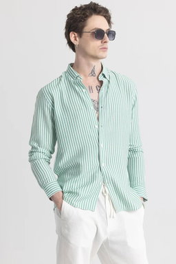 Men's Cotton Casual Striped Shirt (Old Money Style)
