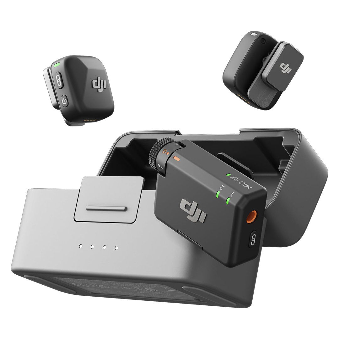 DJI Mic Mini wireless microphone receiver & transmitter combo (2 TX + 1 RX + Charging Case), Ultralight