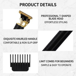 Pride Wolf Professional Vintage T-Blade Hair Clipper & Trimmer - Cordless, Rechargeable (Gold)