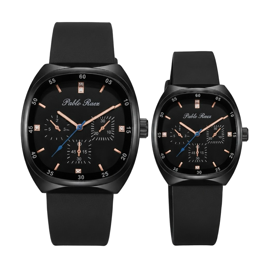 2PCS Buy 1 Get 1 Free Unisex Black Sports Waterproof Wristwatch for Men Women
