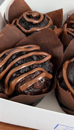 Double Nutella and chunky chocolate muffins.