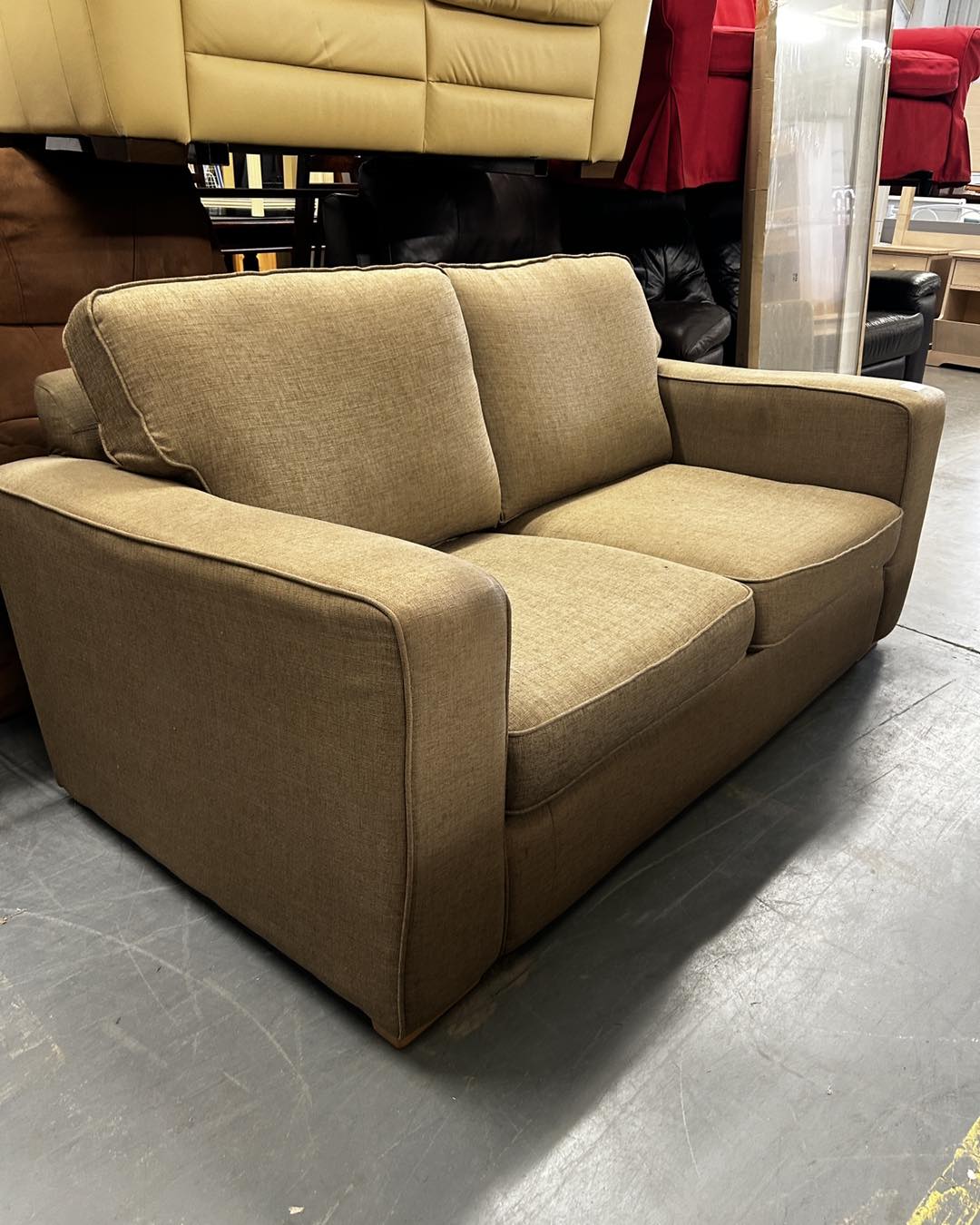 2 SEATER SOFA LIGHT BROWN FABRIC_1