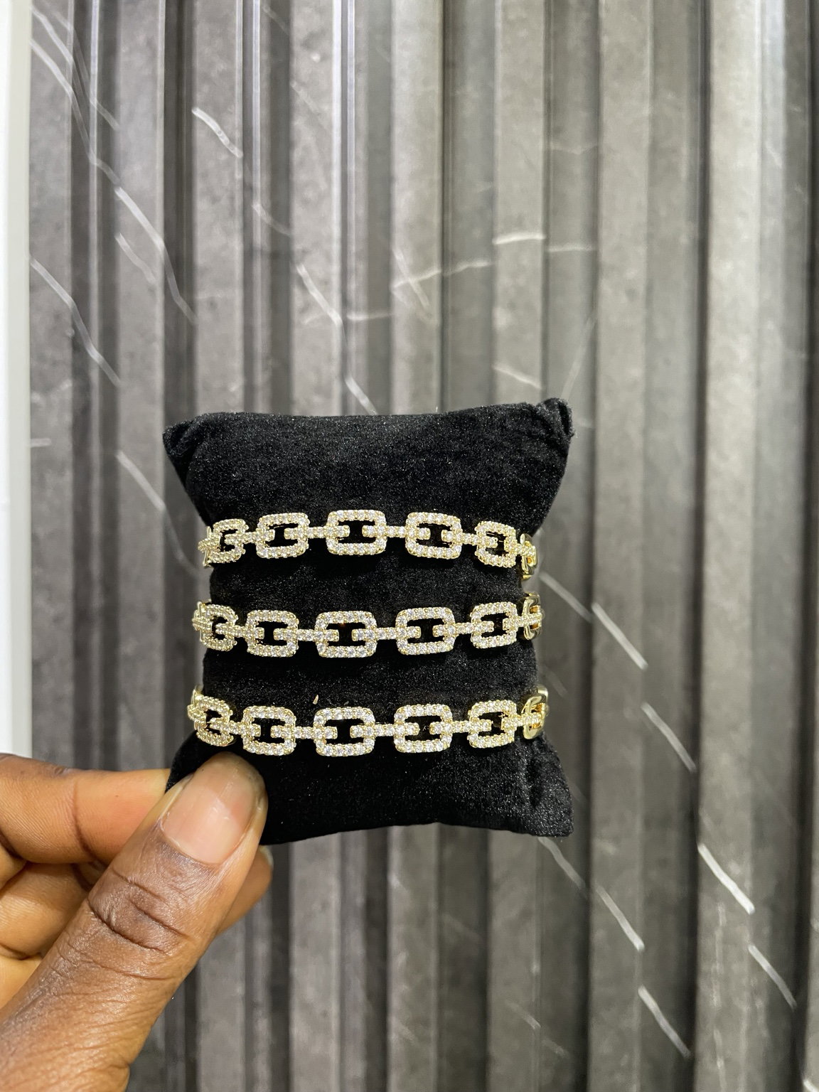 Glitz Gold Crystal Link Bangle_0