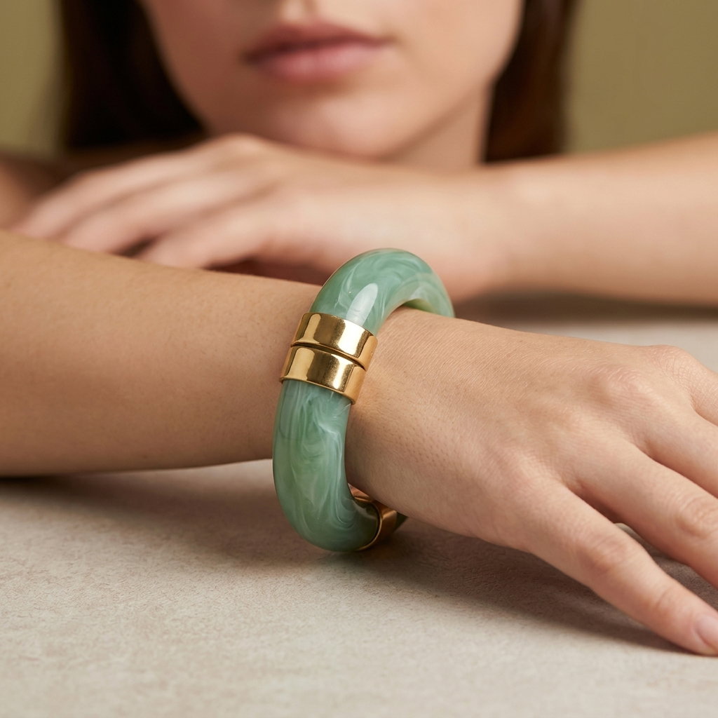 Glitz Sage Green Capsule Resin Bangle