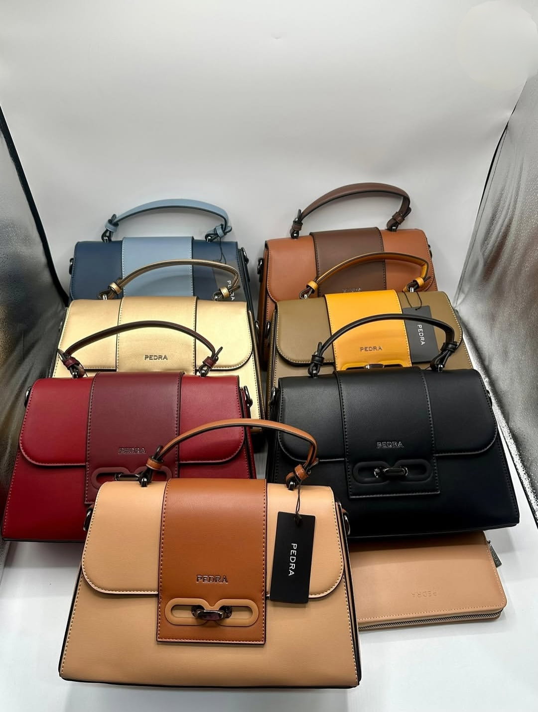 Two toned Medium Trapezoidal bags with wallet_2