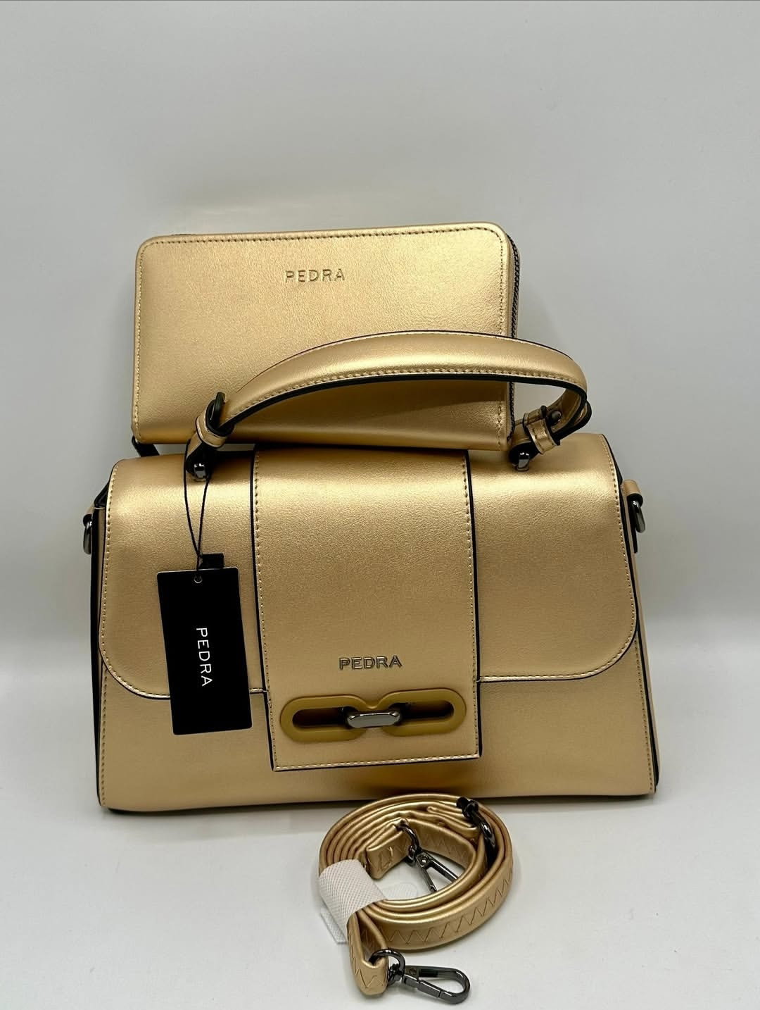 Two toned Medium Trapezoidal bags with wallet_5
