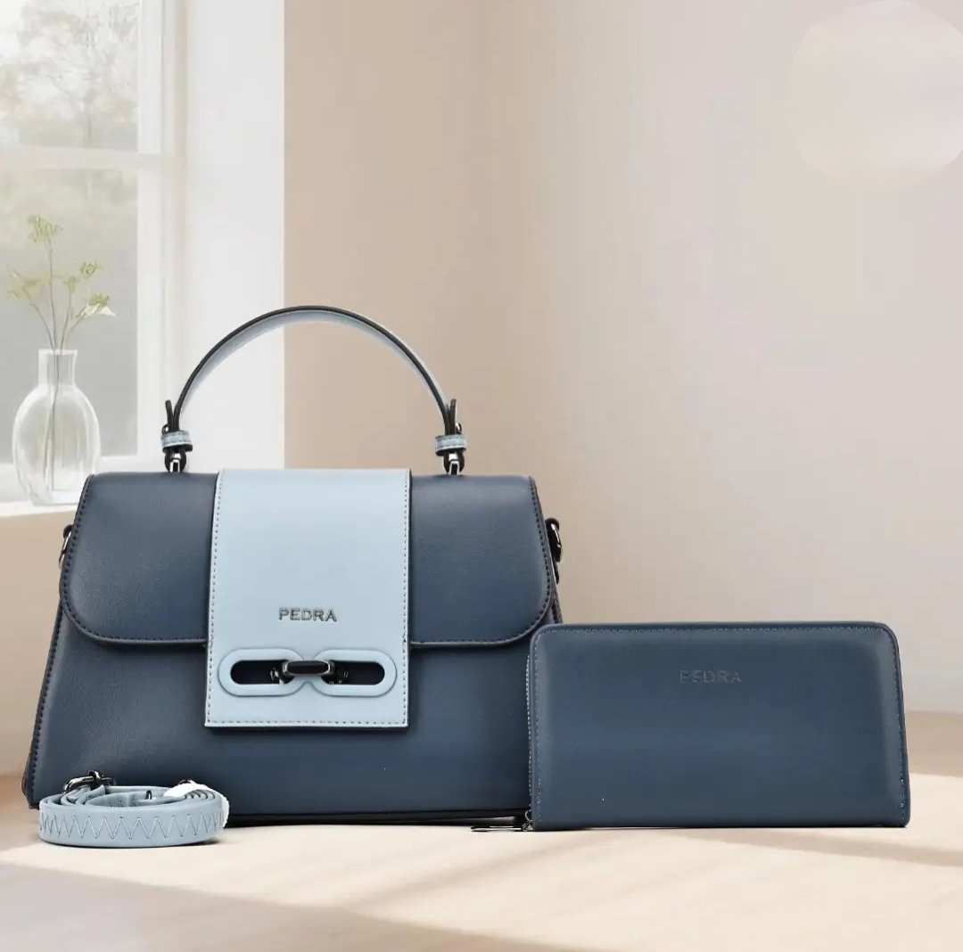 Two toned Medium Trapezoidal bags with wallet_7