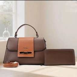 Two toned Medium Trapezoidal bags with wallet