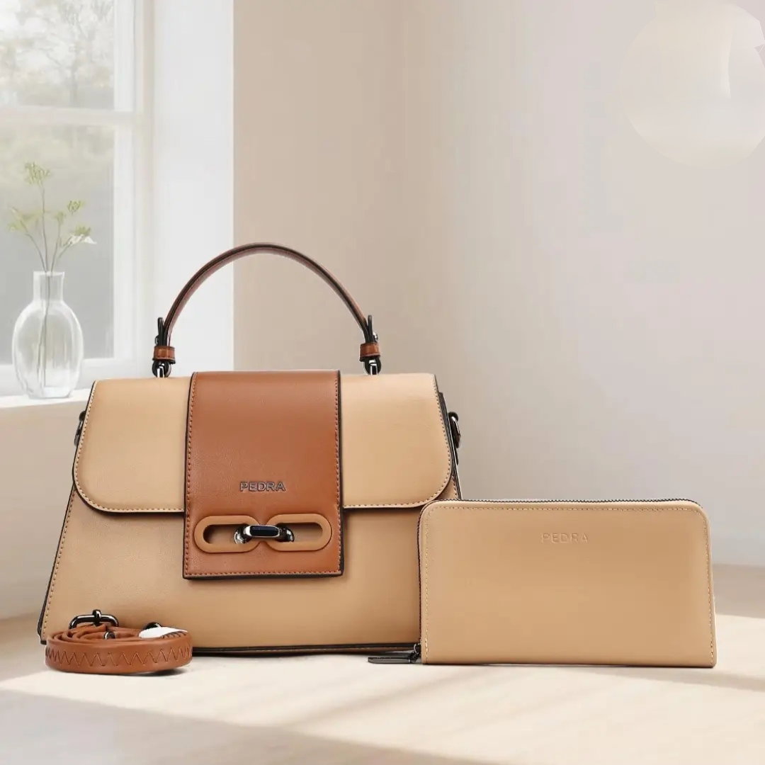 Two toned Medium Trapezoidal bags with wallet_10