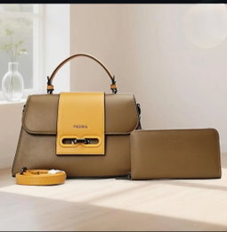 Two toned Medium Trapezoidal bags with wallet