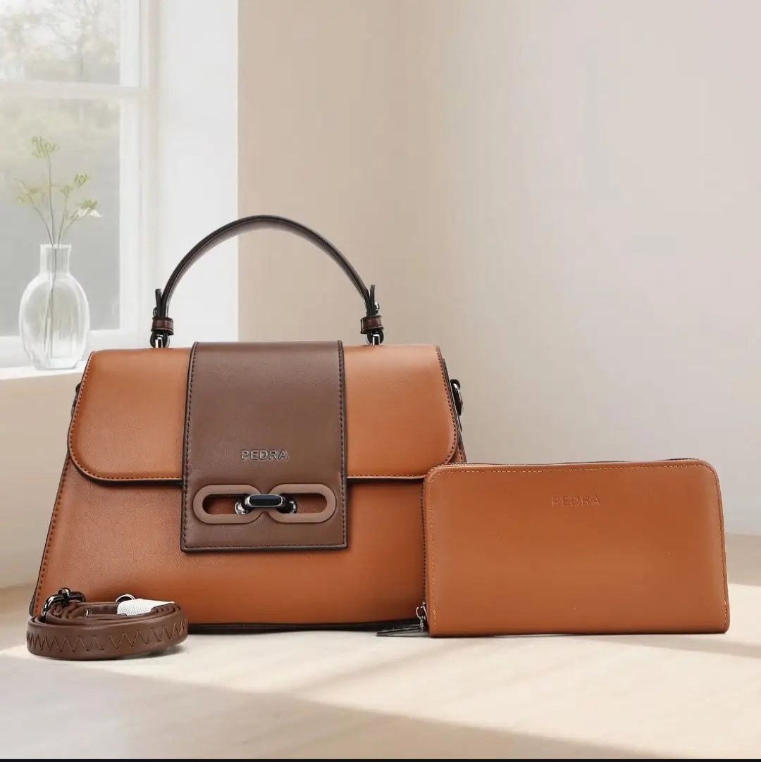 Two toned Medium Trapezoidal bags with wallet_12