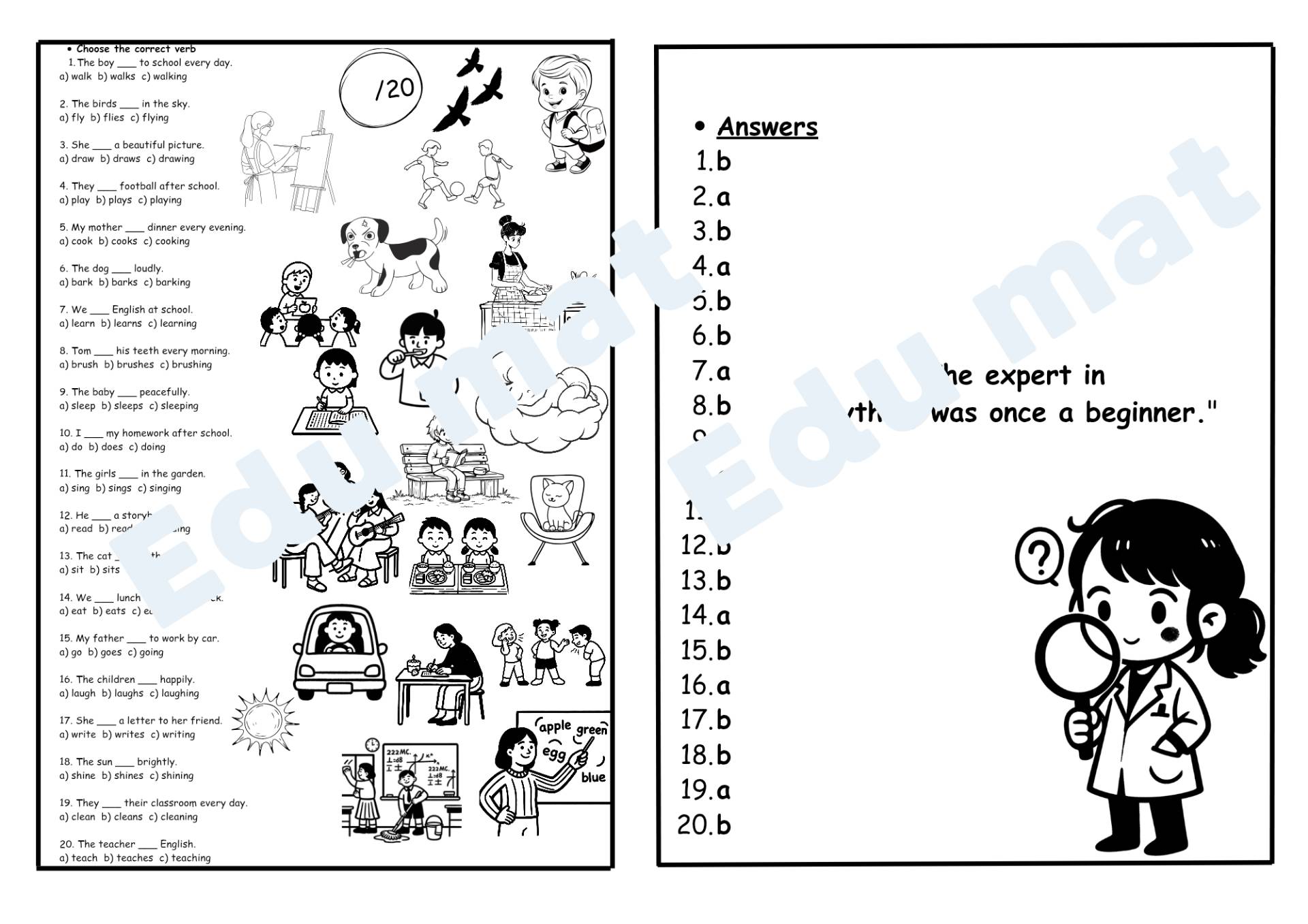 Verb worksheet