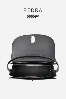 Half-moon / Curved shoulder handbag featuring a dual-tone or monochromatic leather panel design.