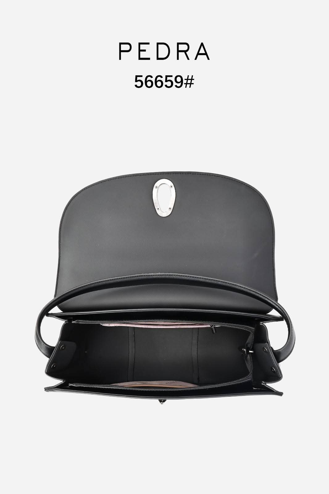 Half-moon / Curved shoulder handbag featuring a dual-tone or monochromatic leather panel design._1