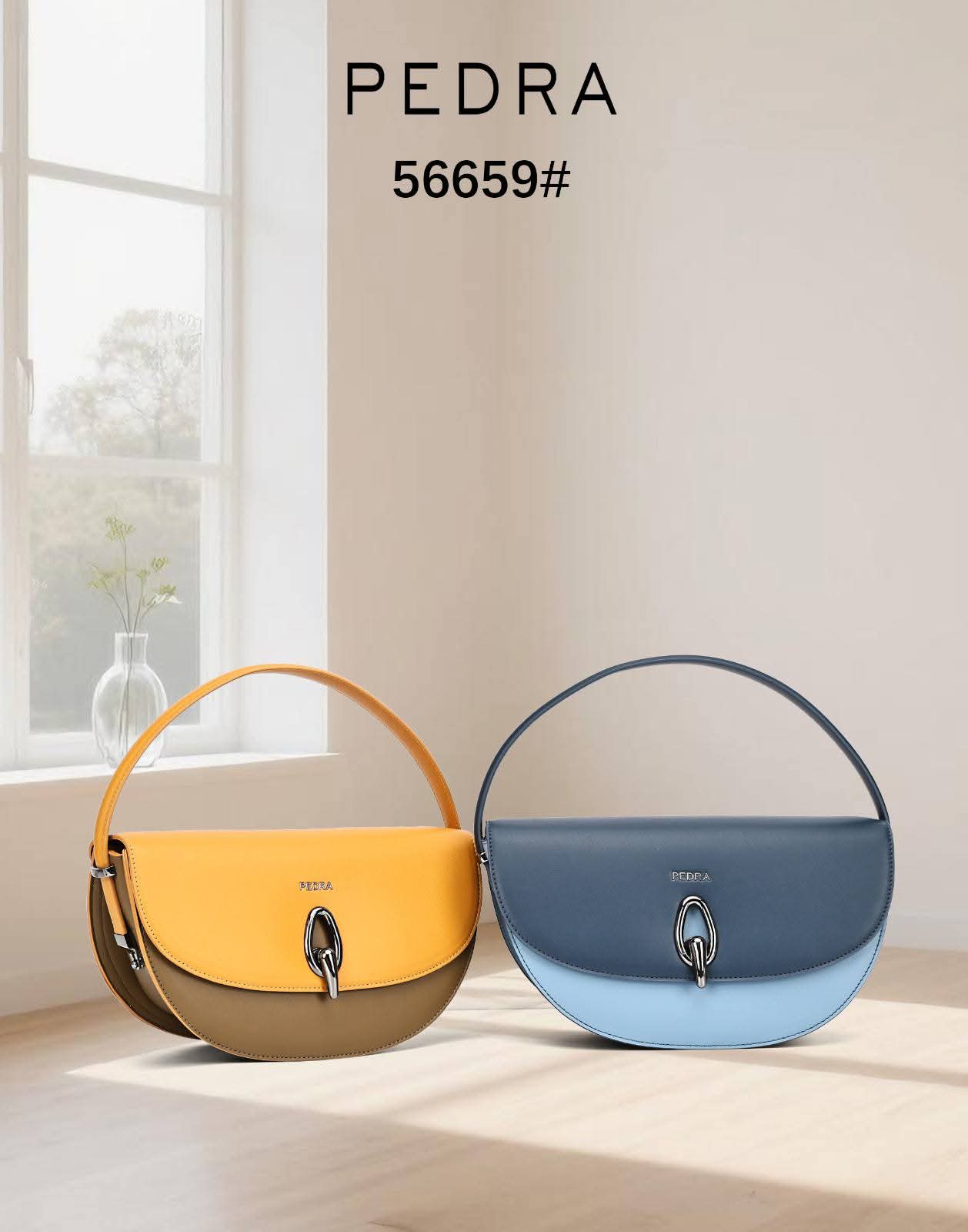 Half-moon / Curved shoulder handbag featuring a dual-tone or monochromatic leather panel design._3