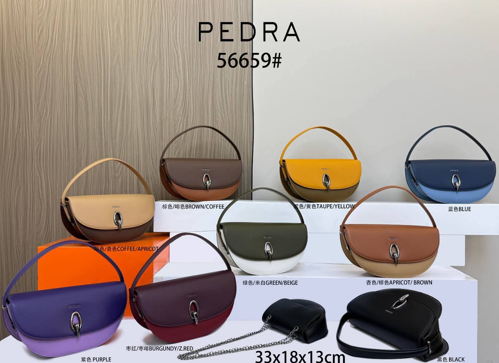 Half-moon / Curved shoulder handbag featuring a dual-tone or monochromatic leather panel design.