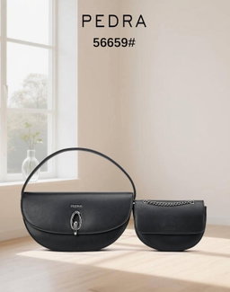 Half-moon / Curved shoulder handbag featuring a dual-tone or monochromatic leather panel design.