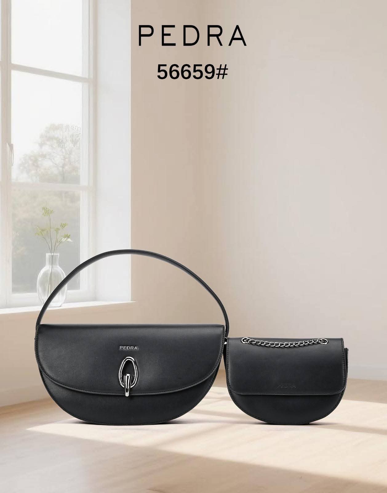Half-moon / Curved shoulder handbag featuring a dual-tone or monochromatic leather panel design._4